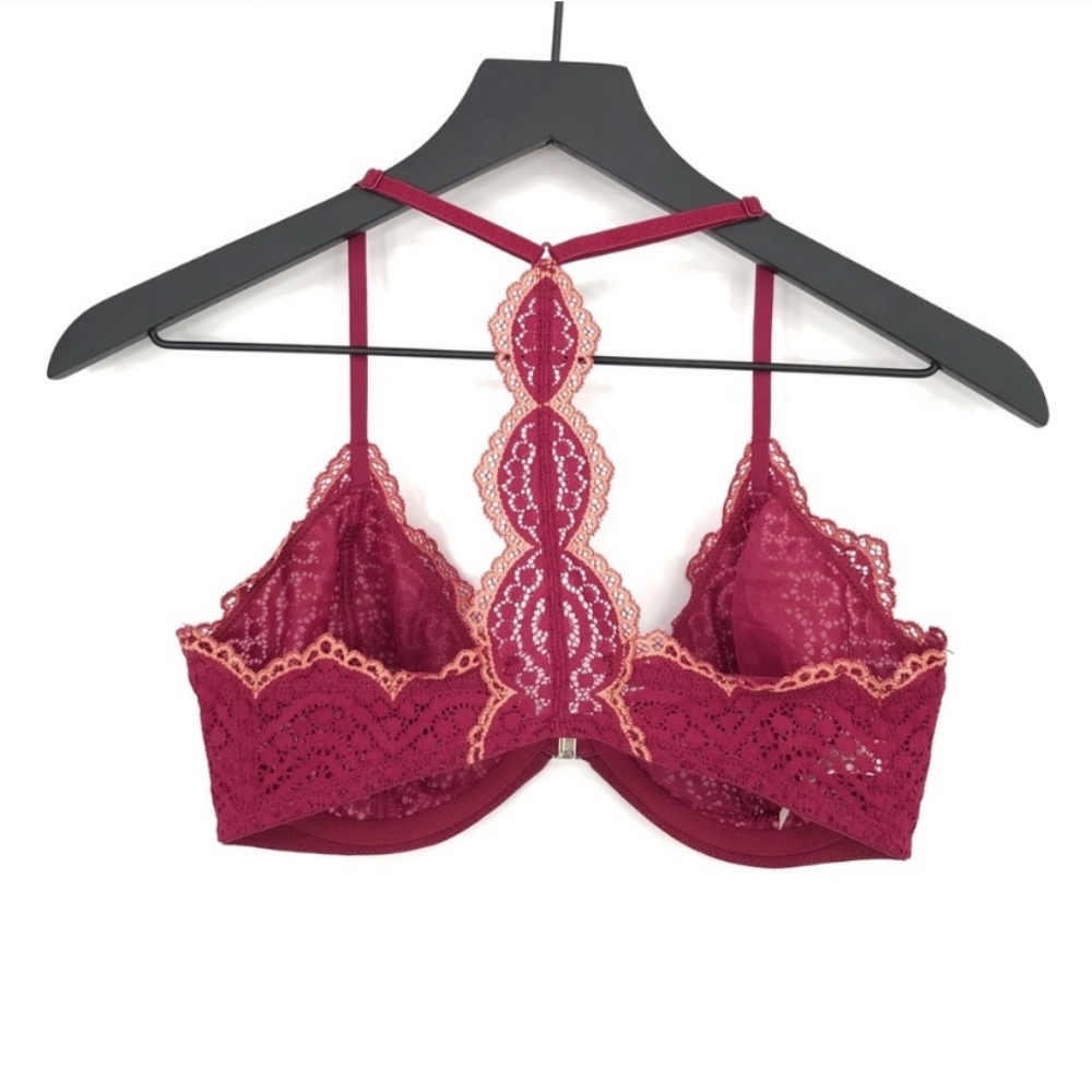 INTIMATELY FREE PEOPLE Lace Halter Underwire Bralette Pink 34DD
